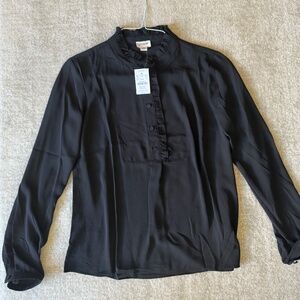 J Crew Factory Long Sleeved Ruffle Front Blouse (NWT)